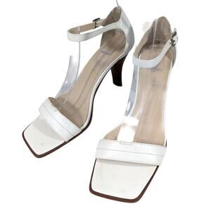 JONESWEAR! JONES NEW YORK! WHITE GENUINE LEATHER, STACKED HEELS, SANDALS! SZ 7M